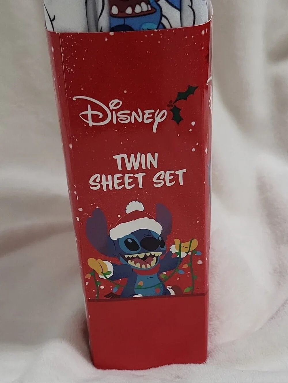 Disney Stitch Twin Sheet Set Holiday 3 Piece Set Christmas Sheets New