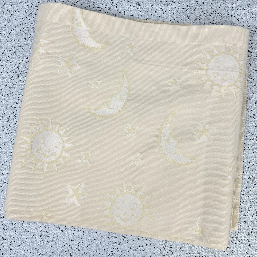 Vintage Kids Line Celestial Sun‎ Moon Window Valance Curtain Yellow Jacquard