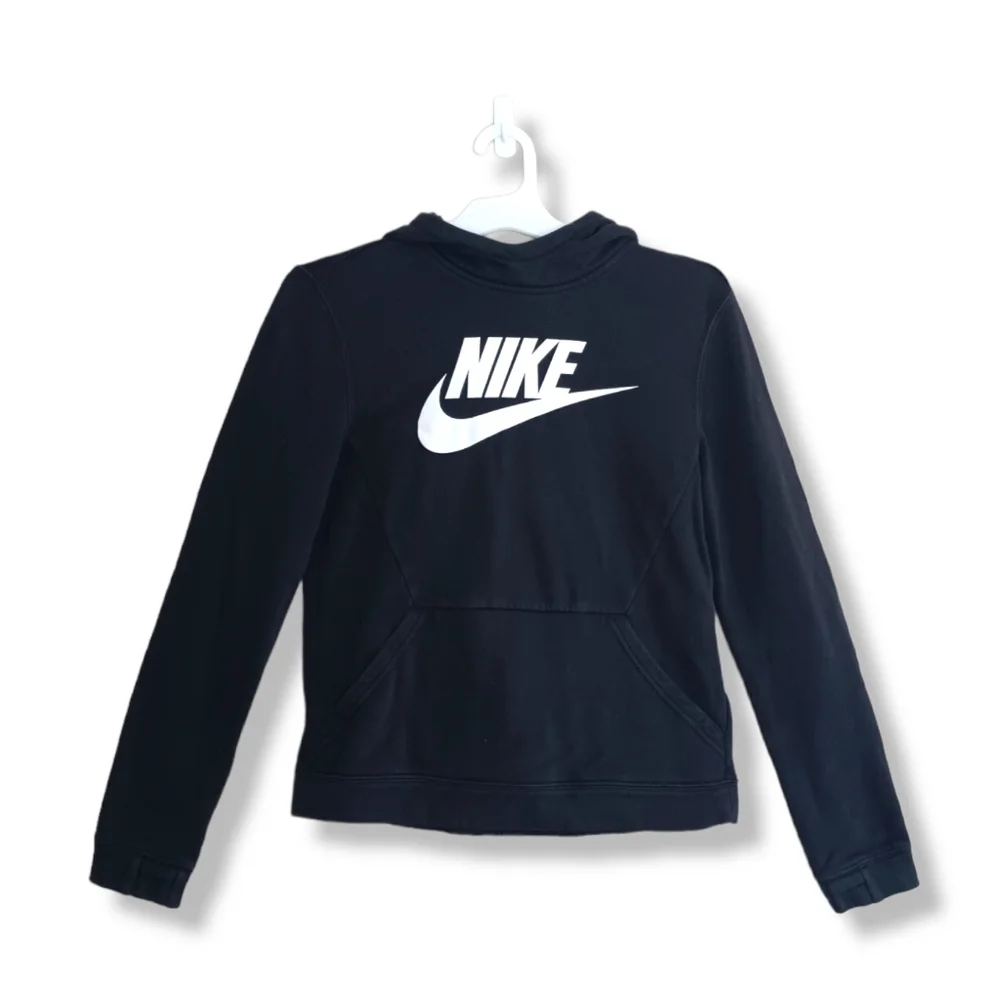 Nike Swoosh Logo Fleece Black Pullover Unisex Kids‎ Hoodie  Sweatshirt Size XL