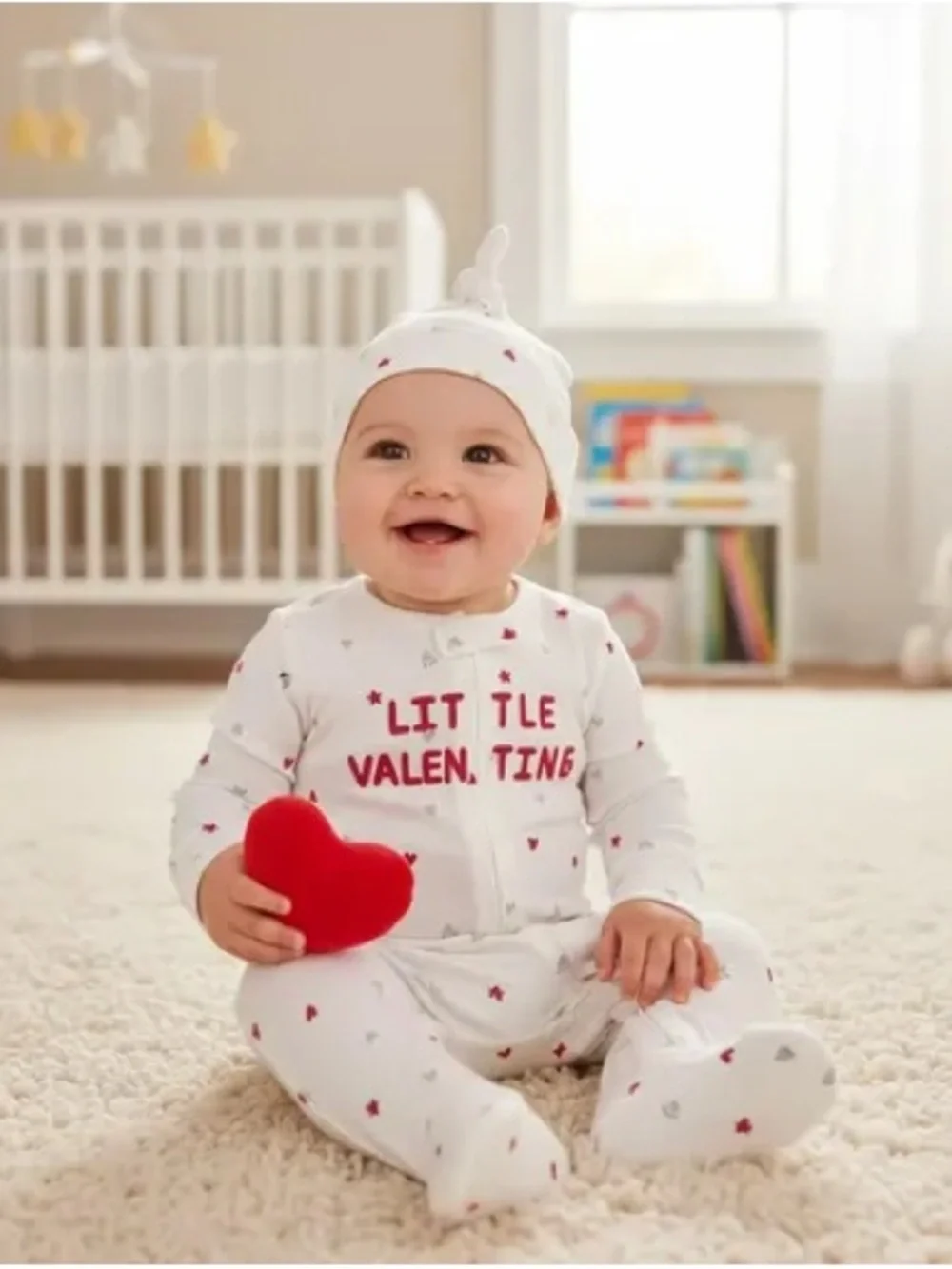 Carter’s just one you 'Little Valentine' Heart Print One-Piece with Hat NWT 6M
