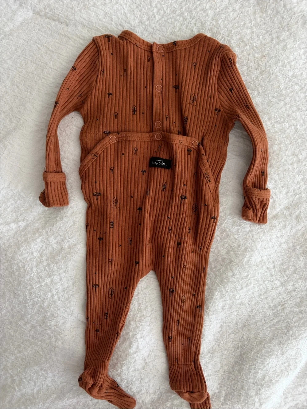 Rust Ribbed Footed One-Piece