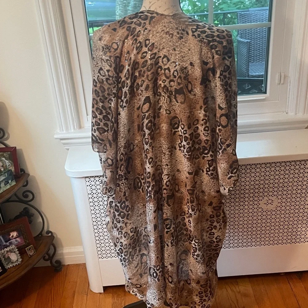 1215. Jessica McClintock Animal Print Kimono/Bathing Suit Cover Up.