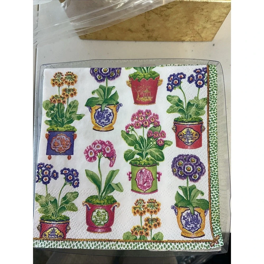 Caspari - Primroses Paper Cocktail Napkins 5‎ boxes of 40each Bridal shower