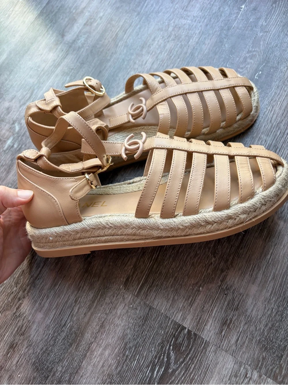 CHANEL leather strappy