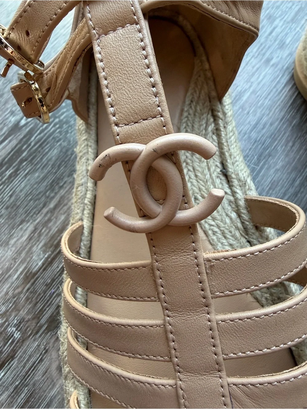 CHANEL leather strappy