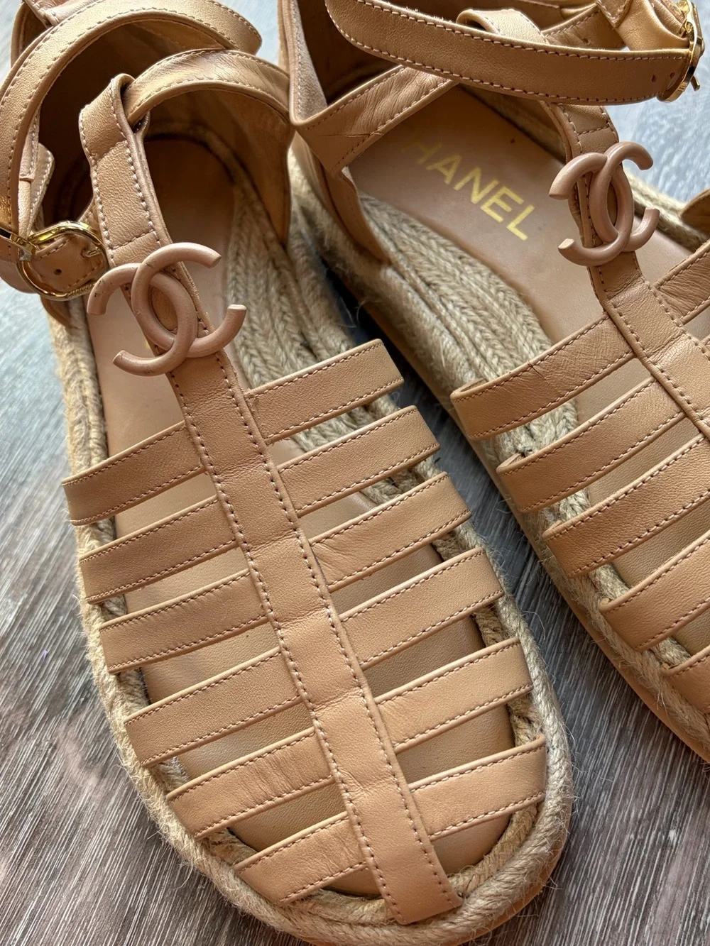 CHANEL leather strappy