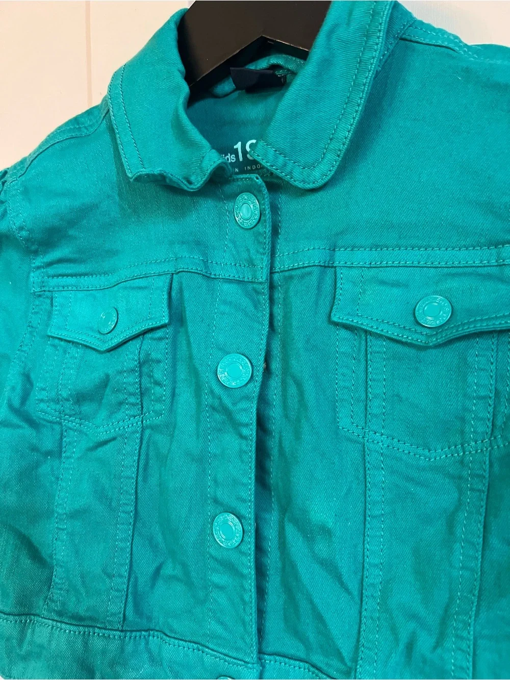GAP Teal Short-Sleeve Cropped Jean Jacket for Girls