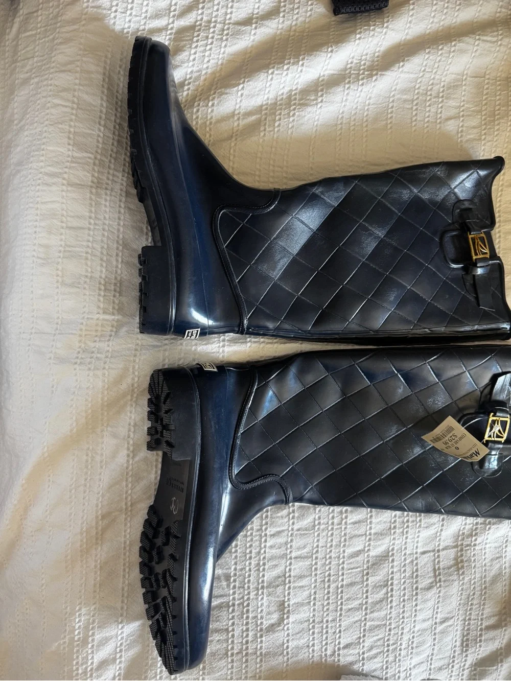 Sperry Quilted Black Knee-High Rain Boots