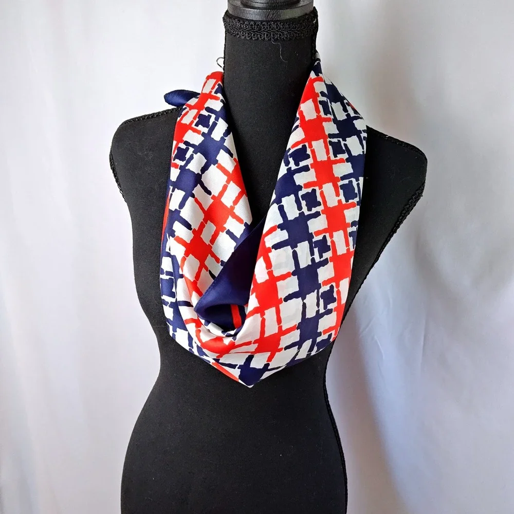 Red White Blue Geometric Square Scarf 26.5