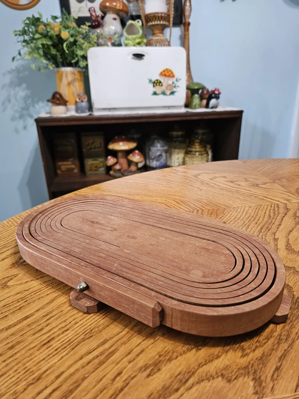 Vintage Collapsible Wooden Basket Bowl Trivet MCM Boho Cottagecore