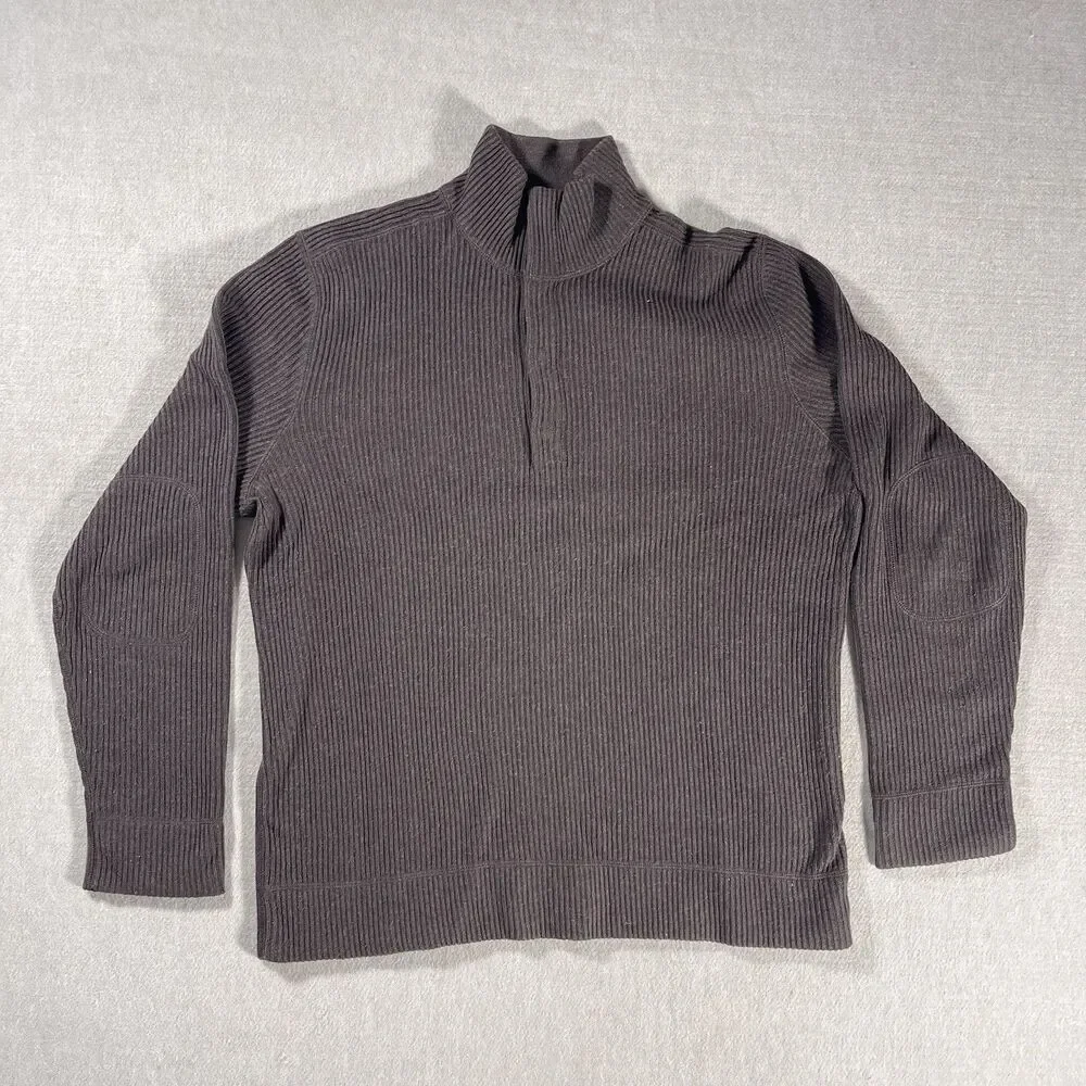 Banana Republic 1/4 Zip Pullover Men’s Medium Brown Wool Blend Ribbed Henley