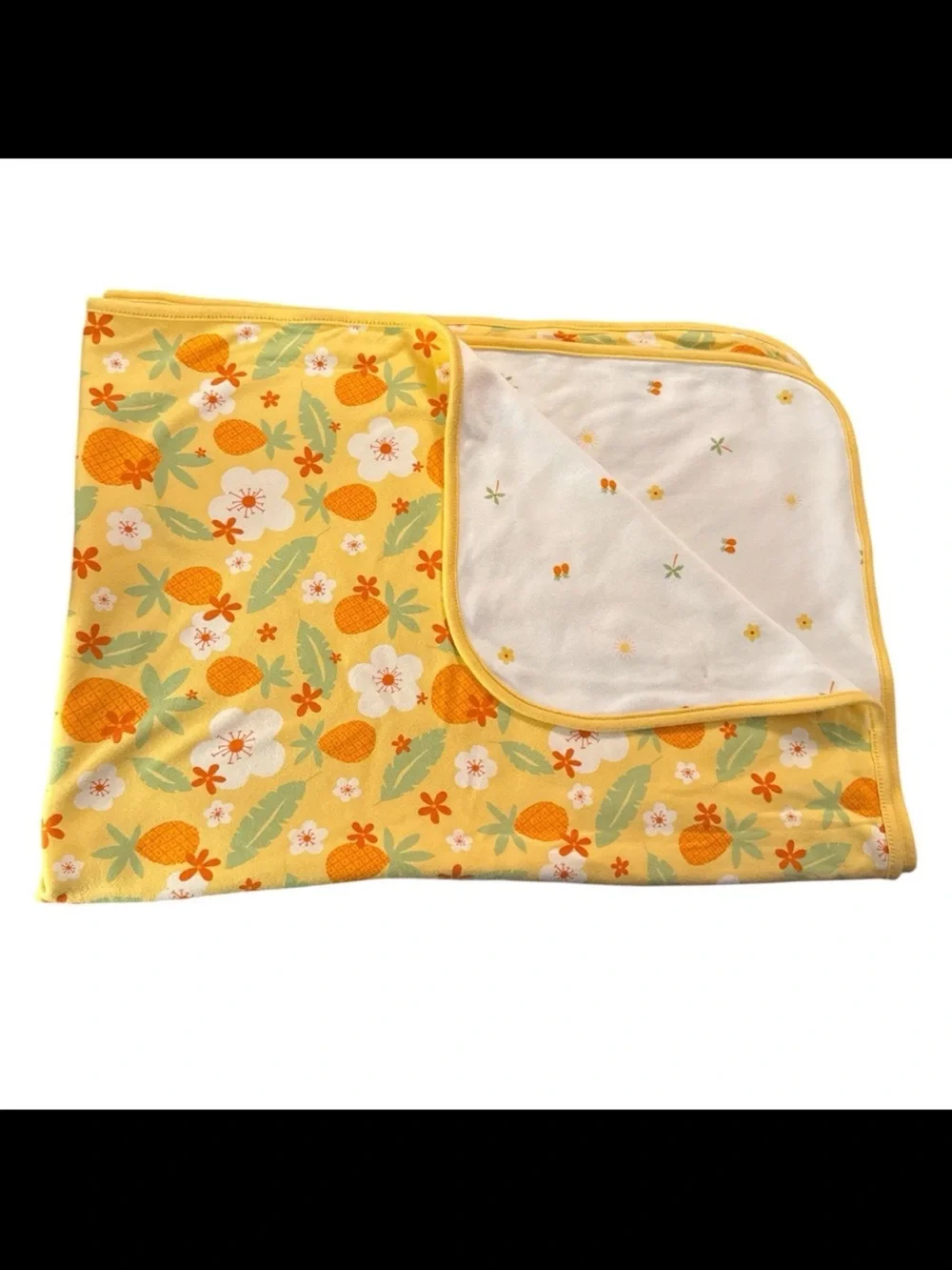Gymboree Pina Colada Baby Blanket Pineapple Flower Palm Tree Orange Yellow 2003
