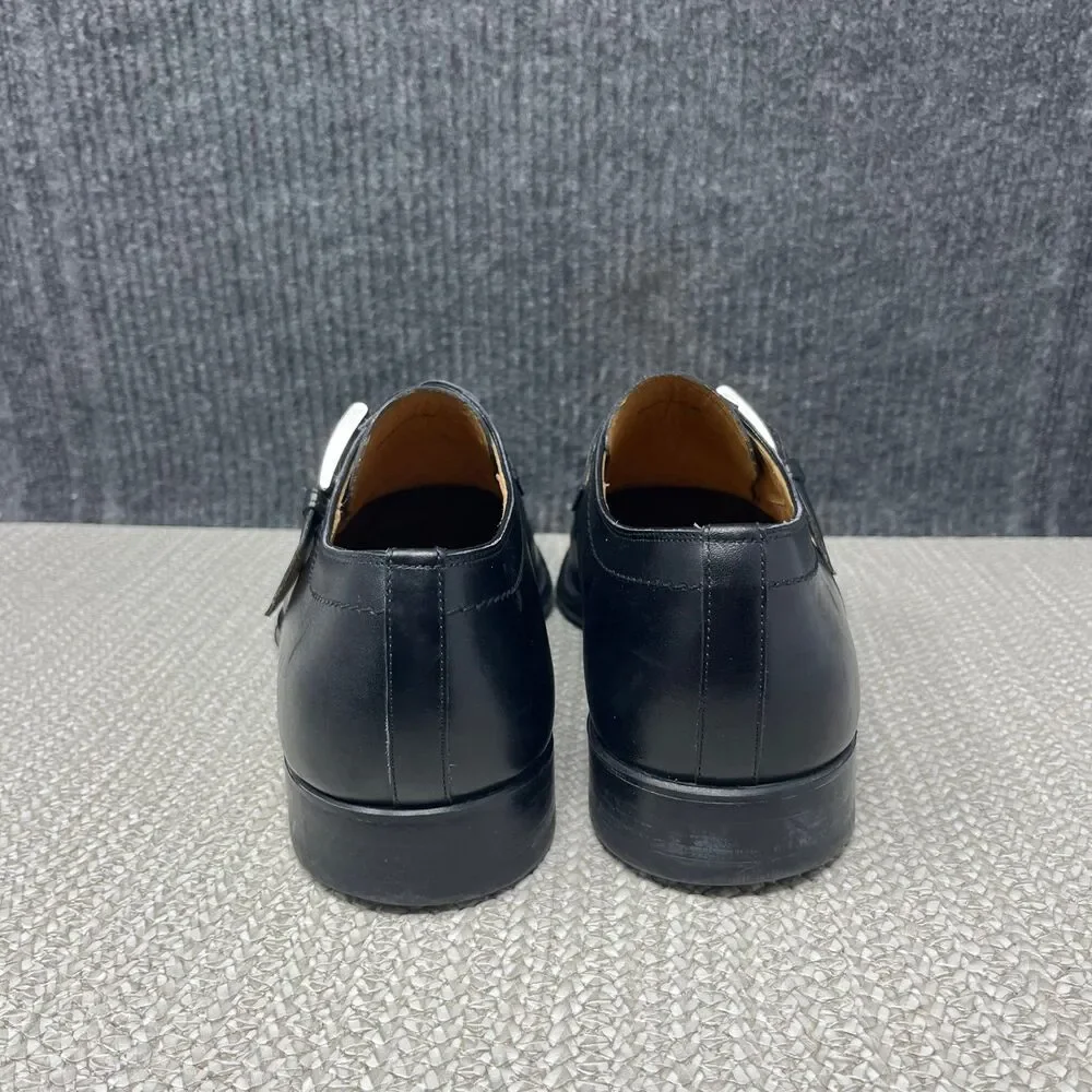 Magnanni Mauricio Monk Strap Apron Toe Oxfords Black Leather Mens 10.5 23473