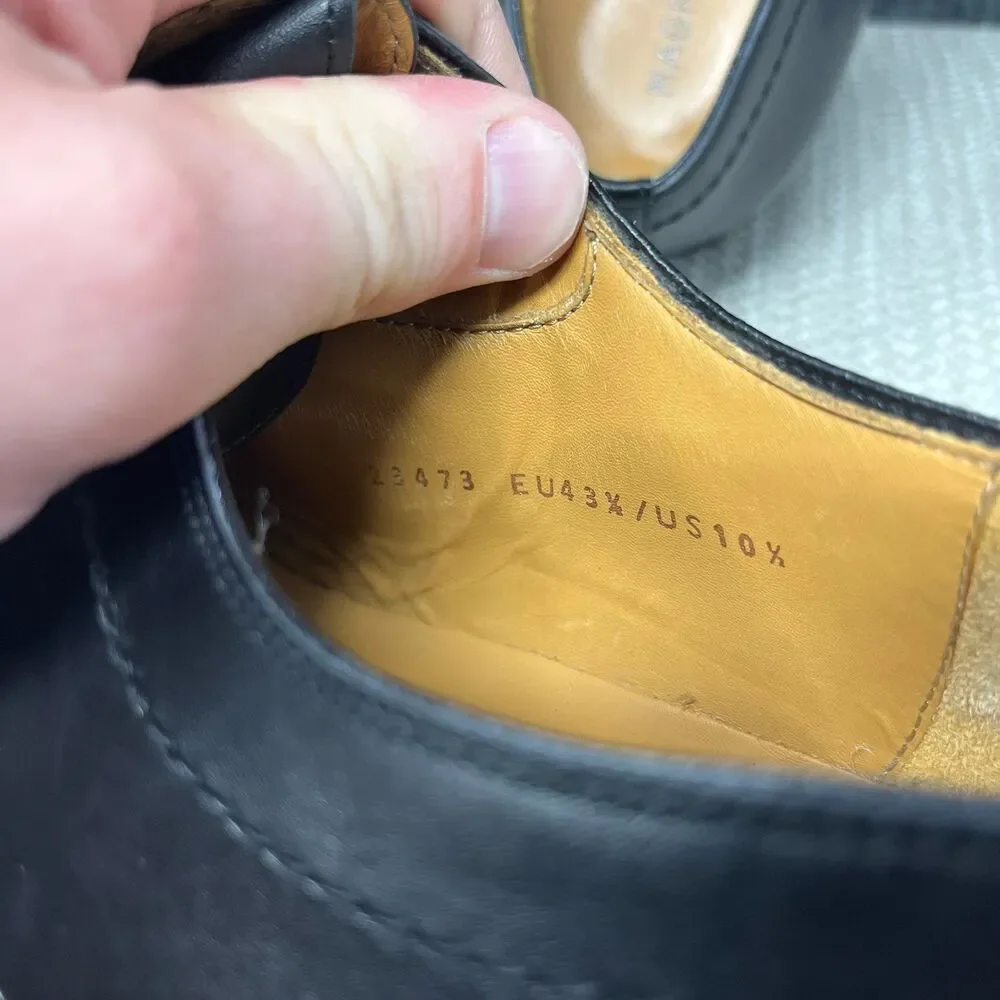 Magnanni Mauricio Monk Strap Apron Toe Oxfords Black Leather Mens 10.5 23473