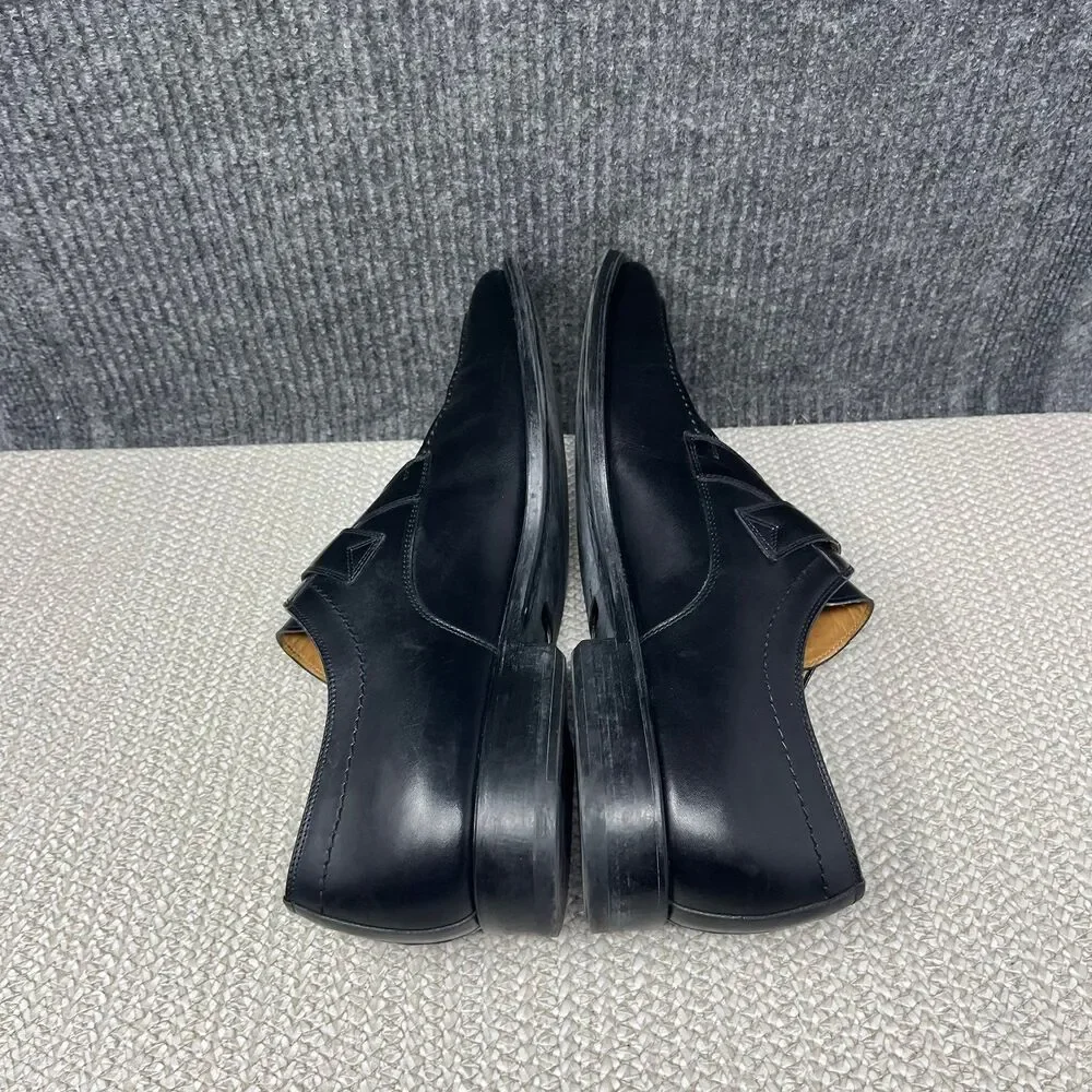 Magnanni Mauricio Monk Strap Apron Toe Oxfords Black Leather Mens 10.5 23473
