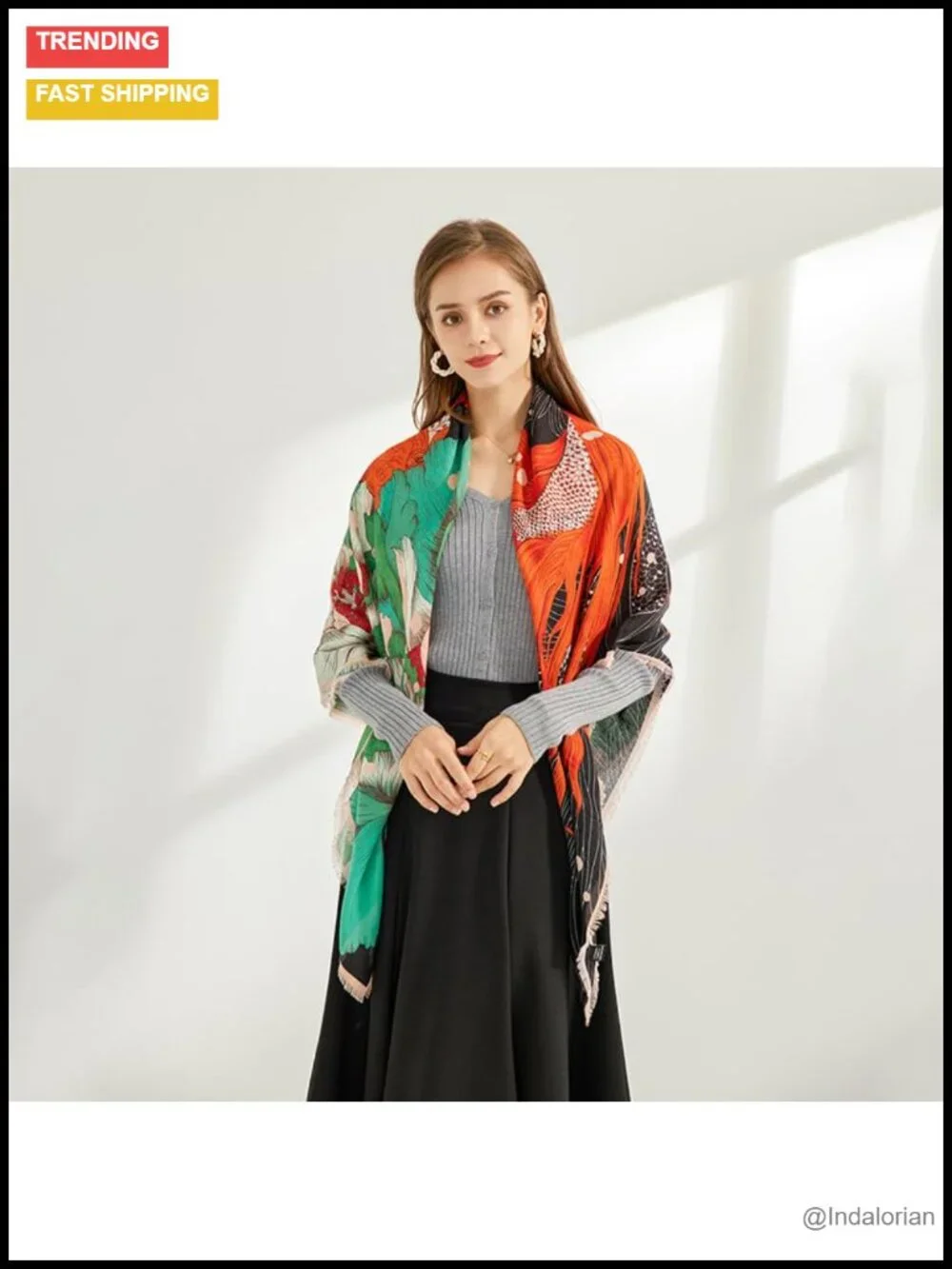Large Square Silk Feel Fashion Scarf 43