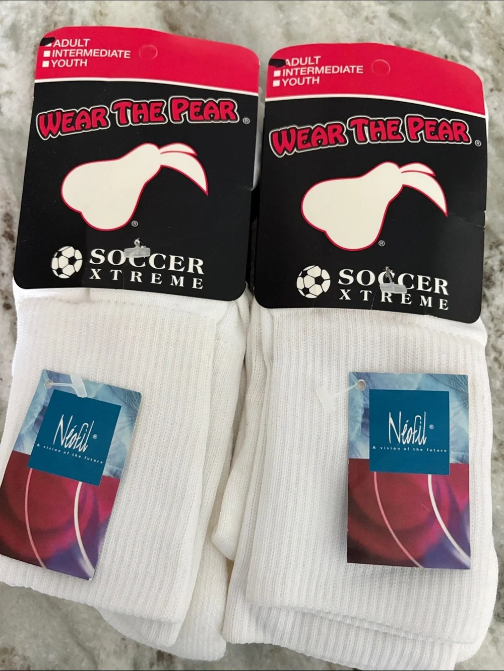 White Adult Soccer Socks - Breathable Athletic Performance - 2 pairs