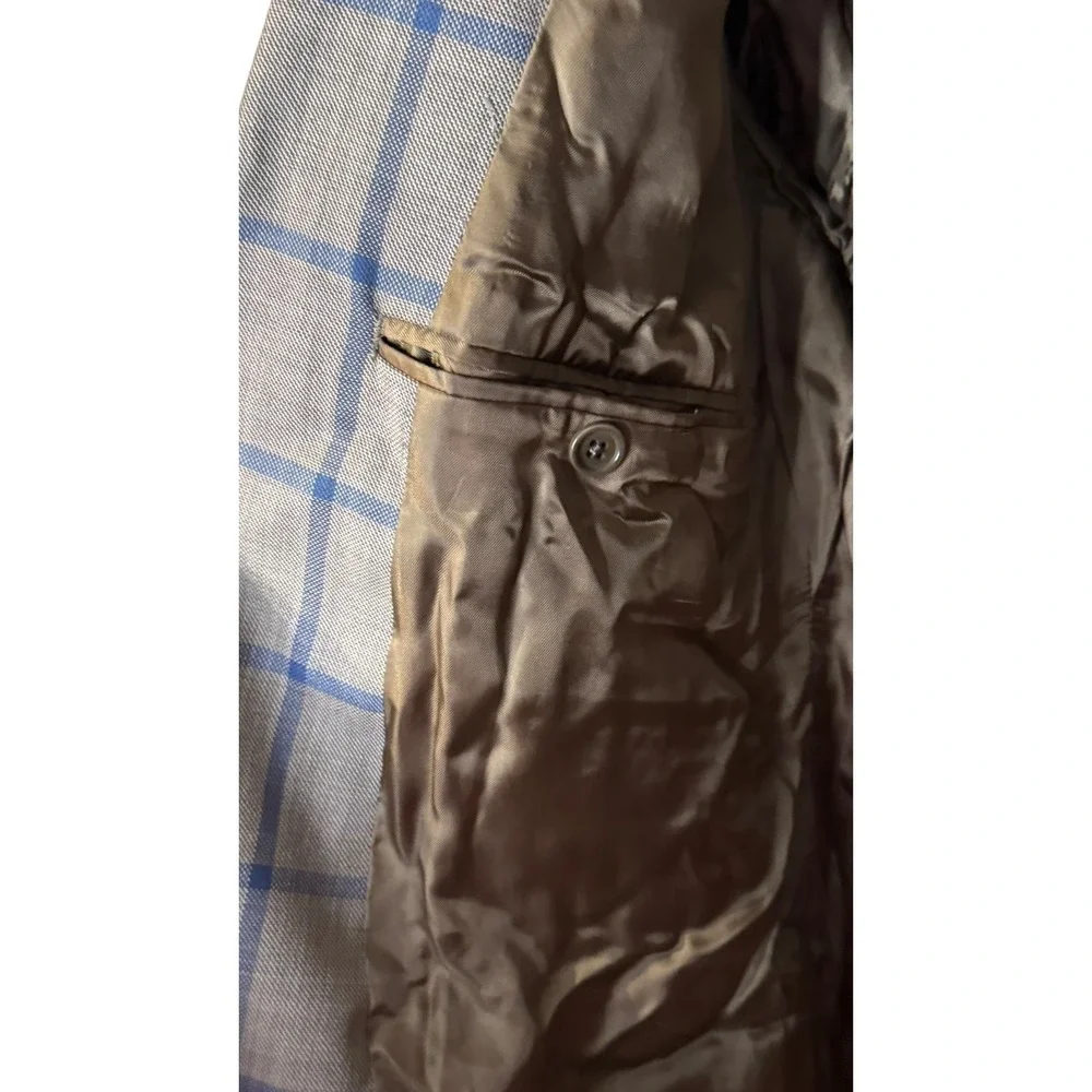 Brooks Brothers Mens Coat Plaid Double Vent 2-Button Lined Windowpane Blazer 36R