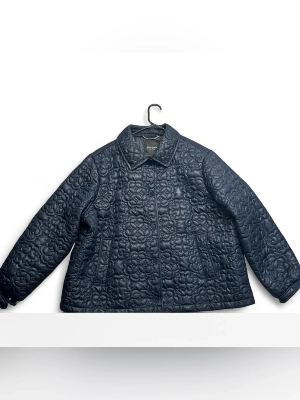 kate spade Navy Quilted Floral-Pattern Puffer Jacket