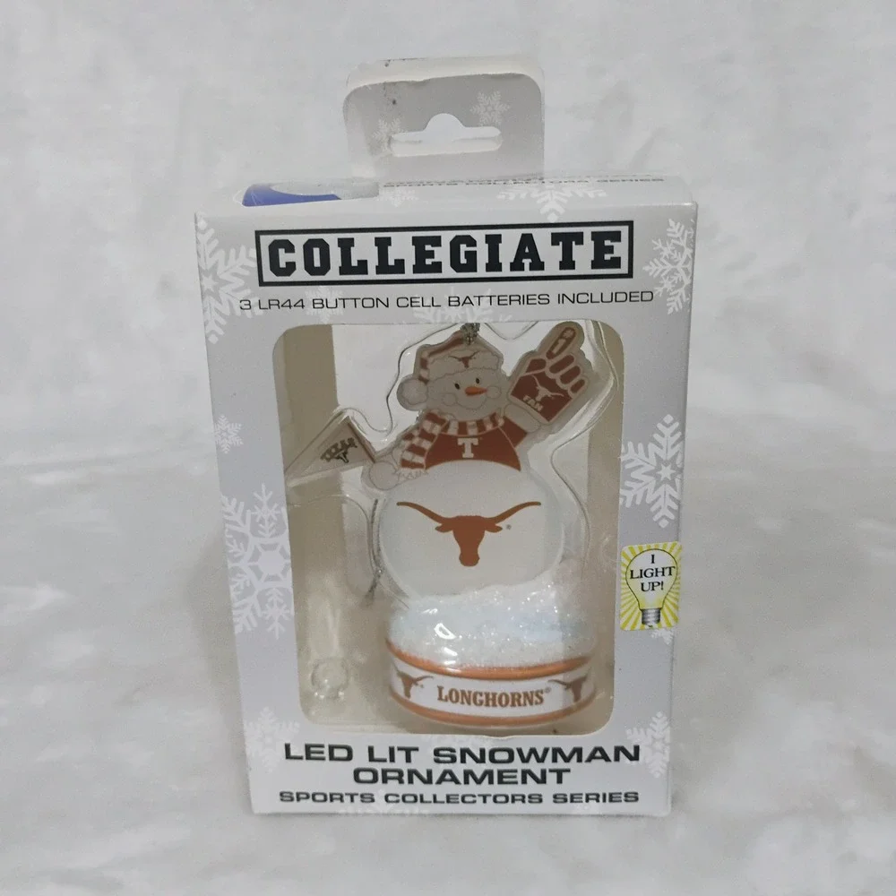 Texas Longhorns LED Lit Snowman Ornament College Sports Football NEW K
