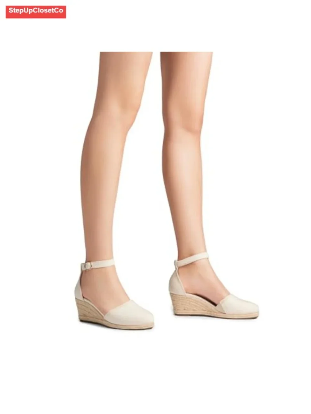 Closed Toe Ankle Strap Espadrilles Platform Wedge Sandals - Faux Suede