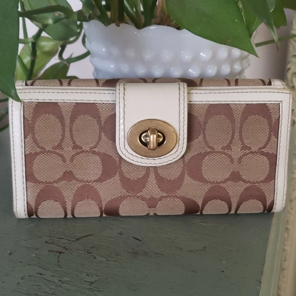 Coach Monogram Twist Lock Clutch Wallet