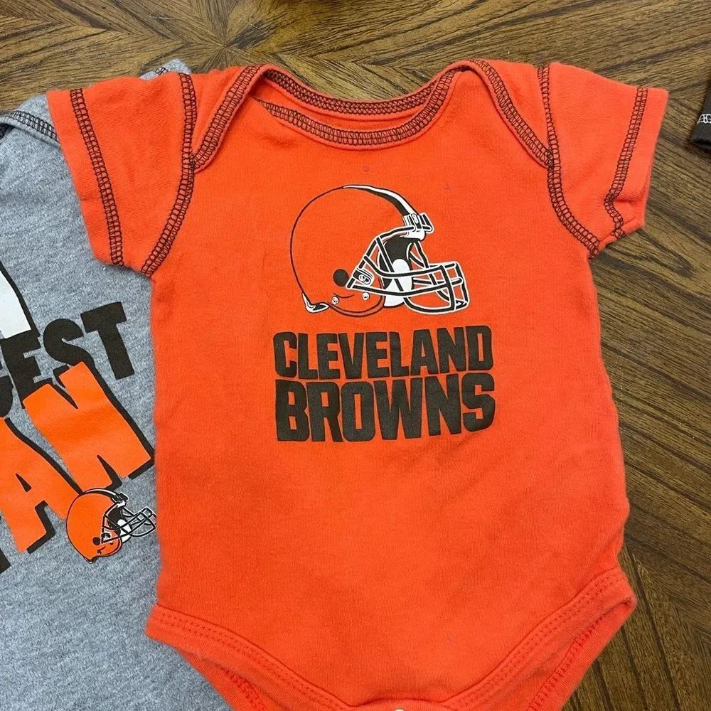 Cleveland Browns baby onesies set of 3 size 3-6 months