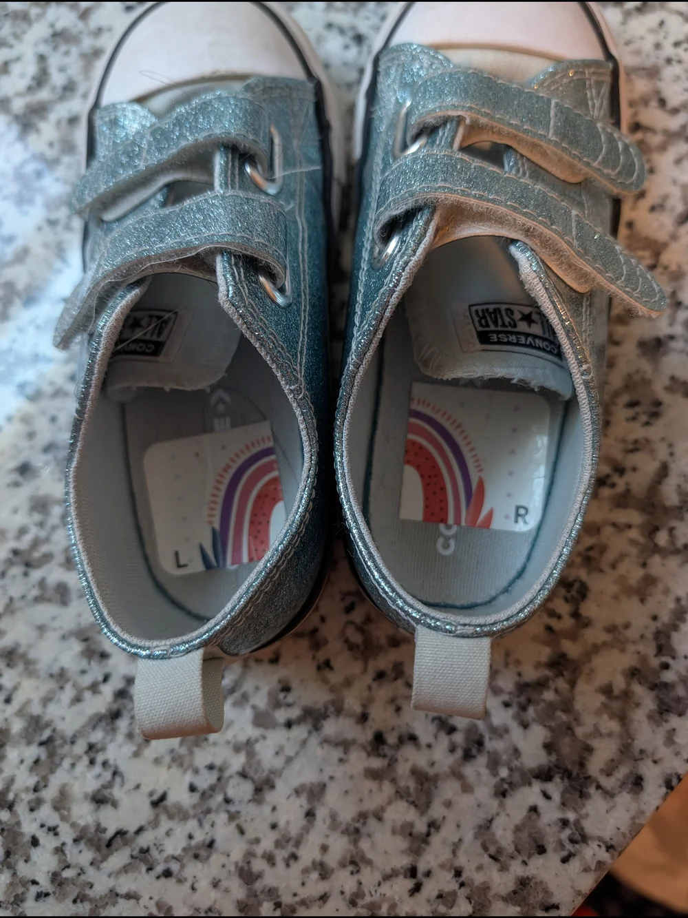 Converse Kids Glitter Velcro Sneakers in Silver