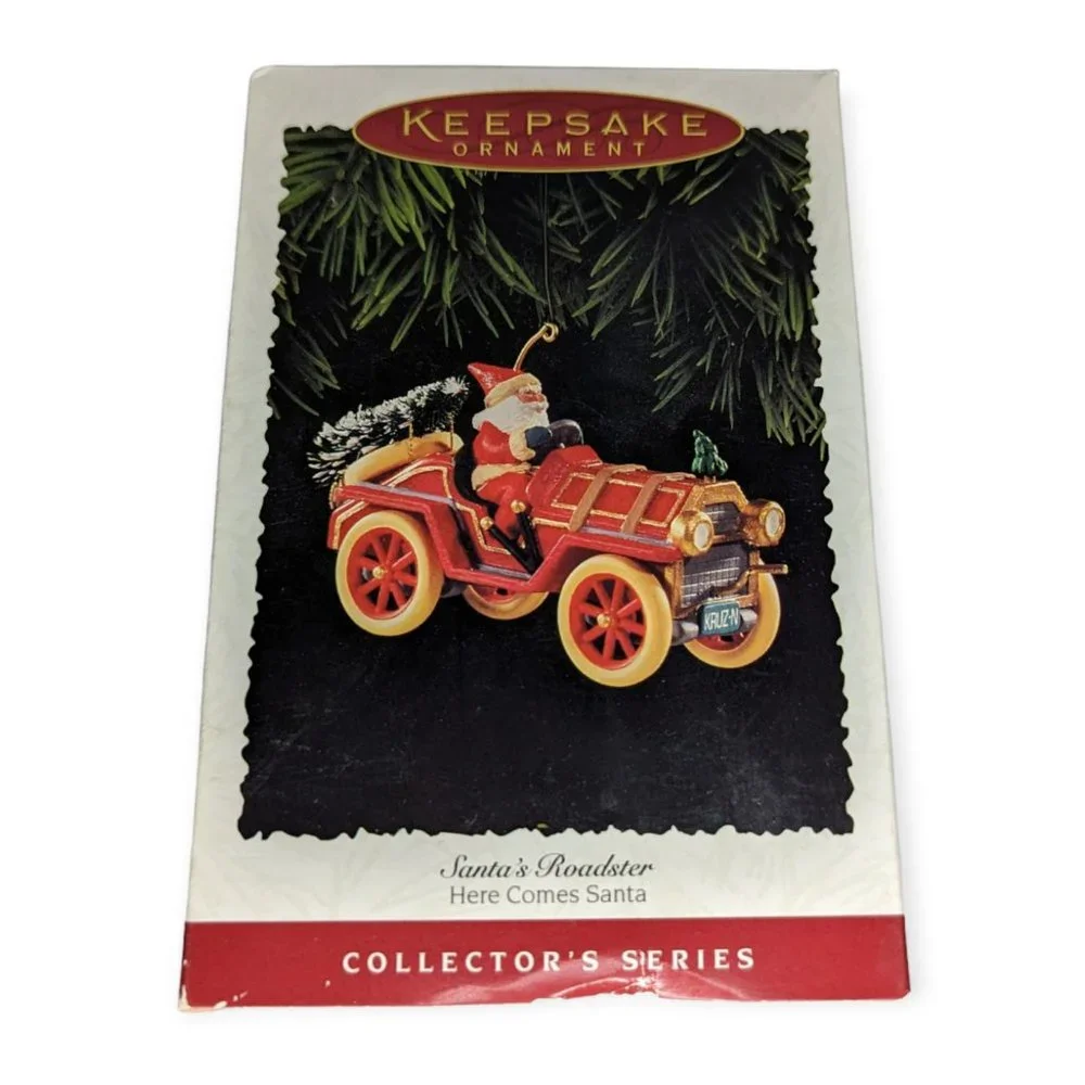 Vintage 1995 Hallmark Santa's Roadster Here Comes Santa Ornament