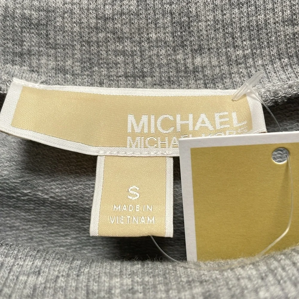 Michael Michael Kors Pearl Heather Ruched Shoulders Lightweight Sweatshirt S NWT