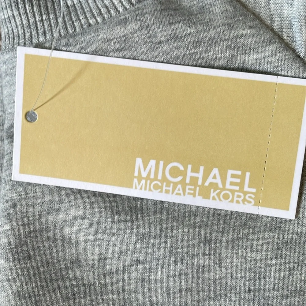 Michael Michael Kors Pearl Heather Ruched Shoulders Lightweight Sweatshirt S NWT