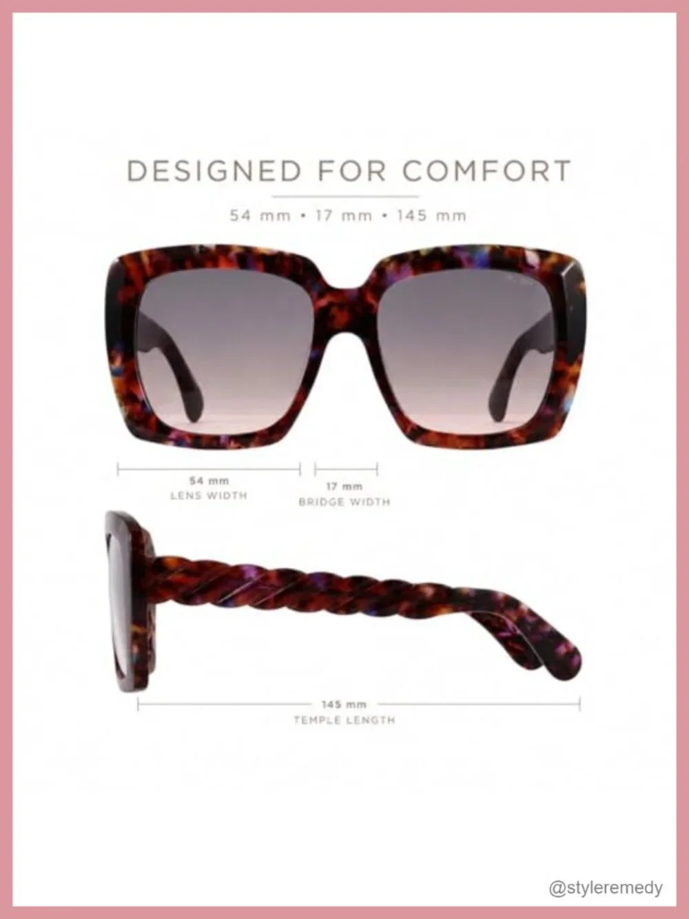 Oversized Square Sunglasses Retro Vintage UV Protection Gradient Lens