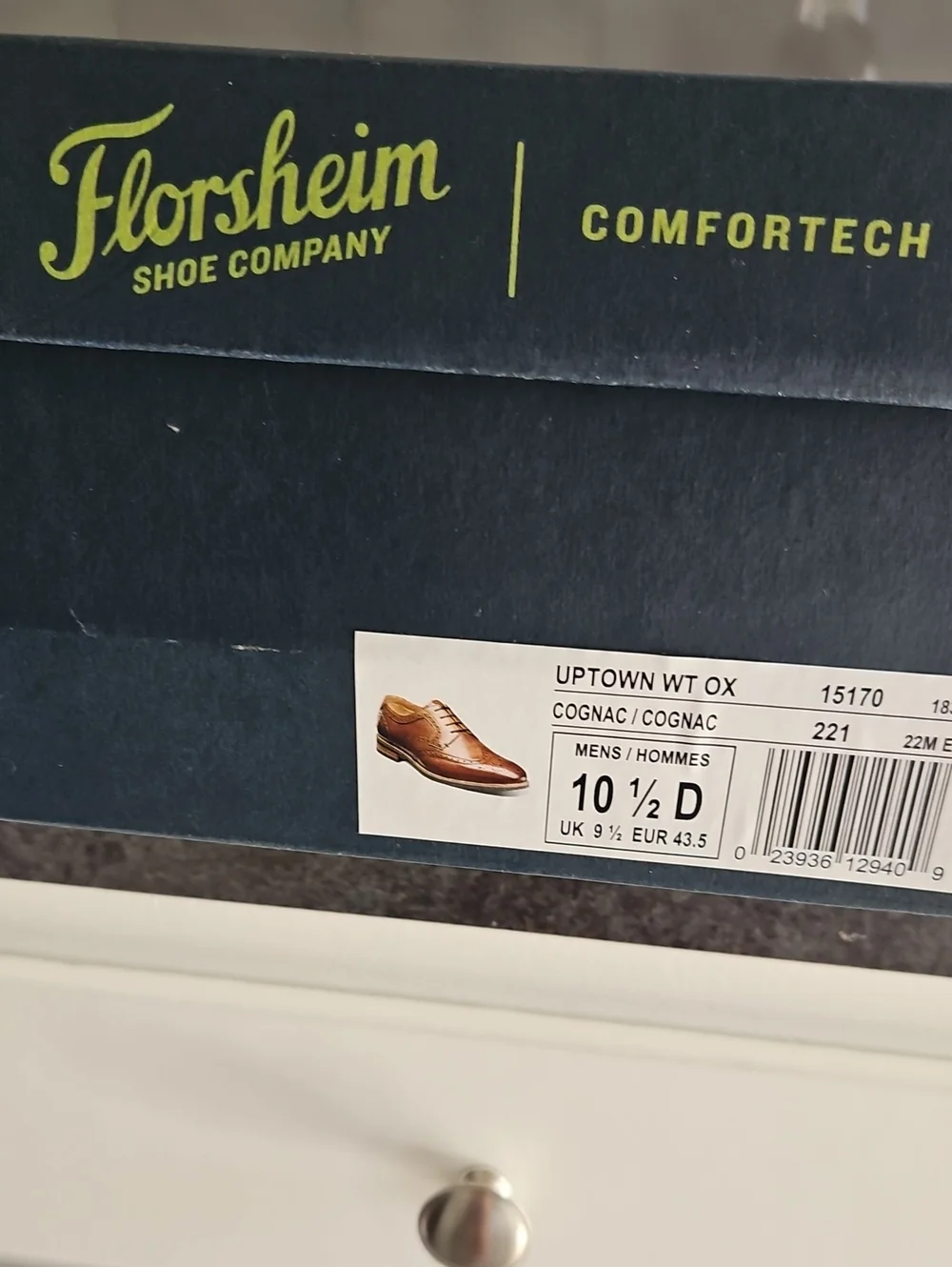 Florsheim Cognac Leather Wingtip Oxford - Men's Size 10.5D