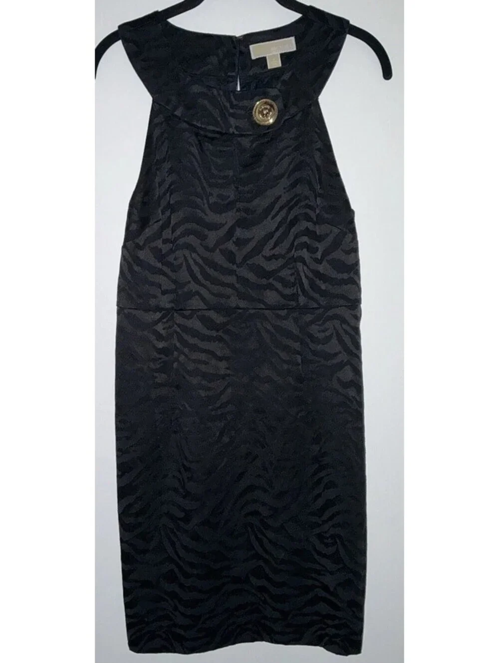 Michael Kors Women's Jacquard Sheath Dress – Sz 8 Button Animal Micheal