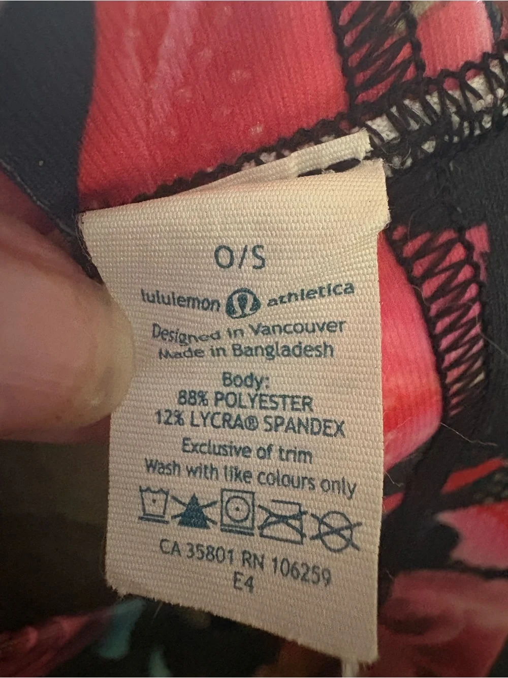 Lululemon Floral Secret Garden Stretch Headband - Pink Teal Rose Print one size