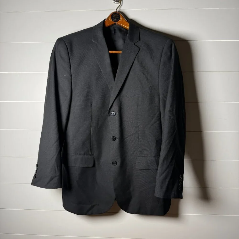 Alain Dupetit Blazer Mens 42R Black 3 Button Suit Jacket
