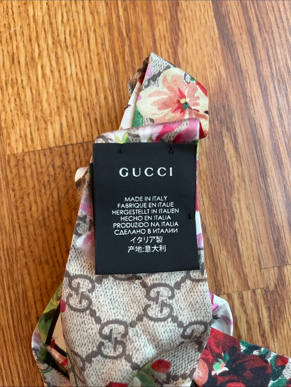 Gucci Blooms GG 100% Silk Floral Print Headband Beige Pink and Green Women’s OS
