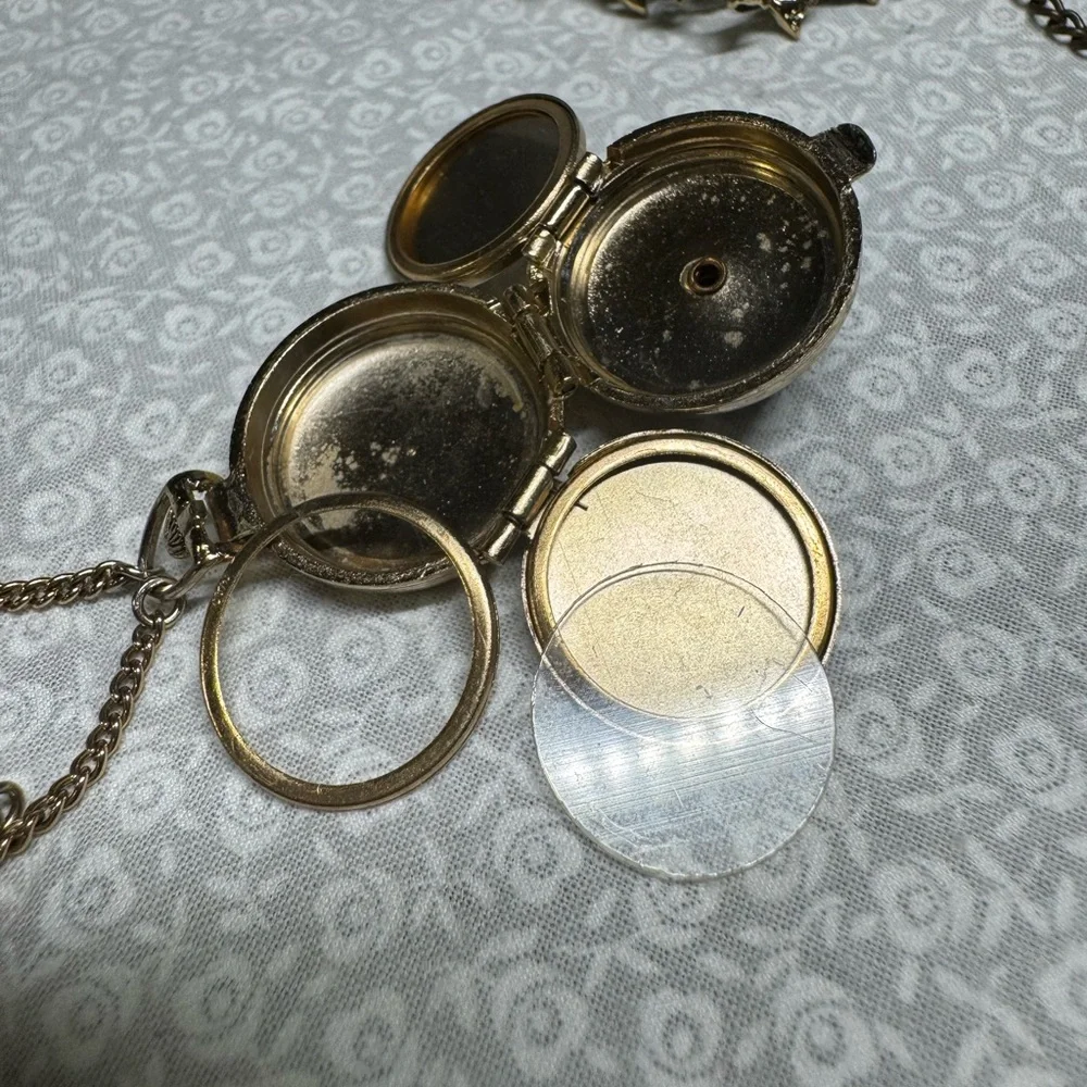 chatelaine locket brooch American jewelry by Coro Mulit photos Vintage