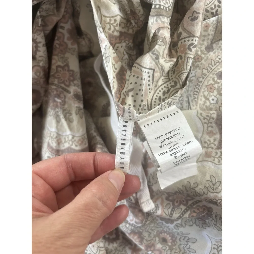 Pottery Barn Jordana Paisley Duvet Cover Full/Queen 92 x 88 Beige Percale Boho