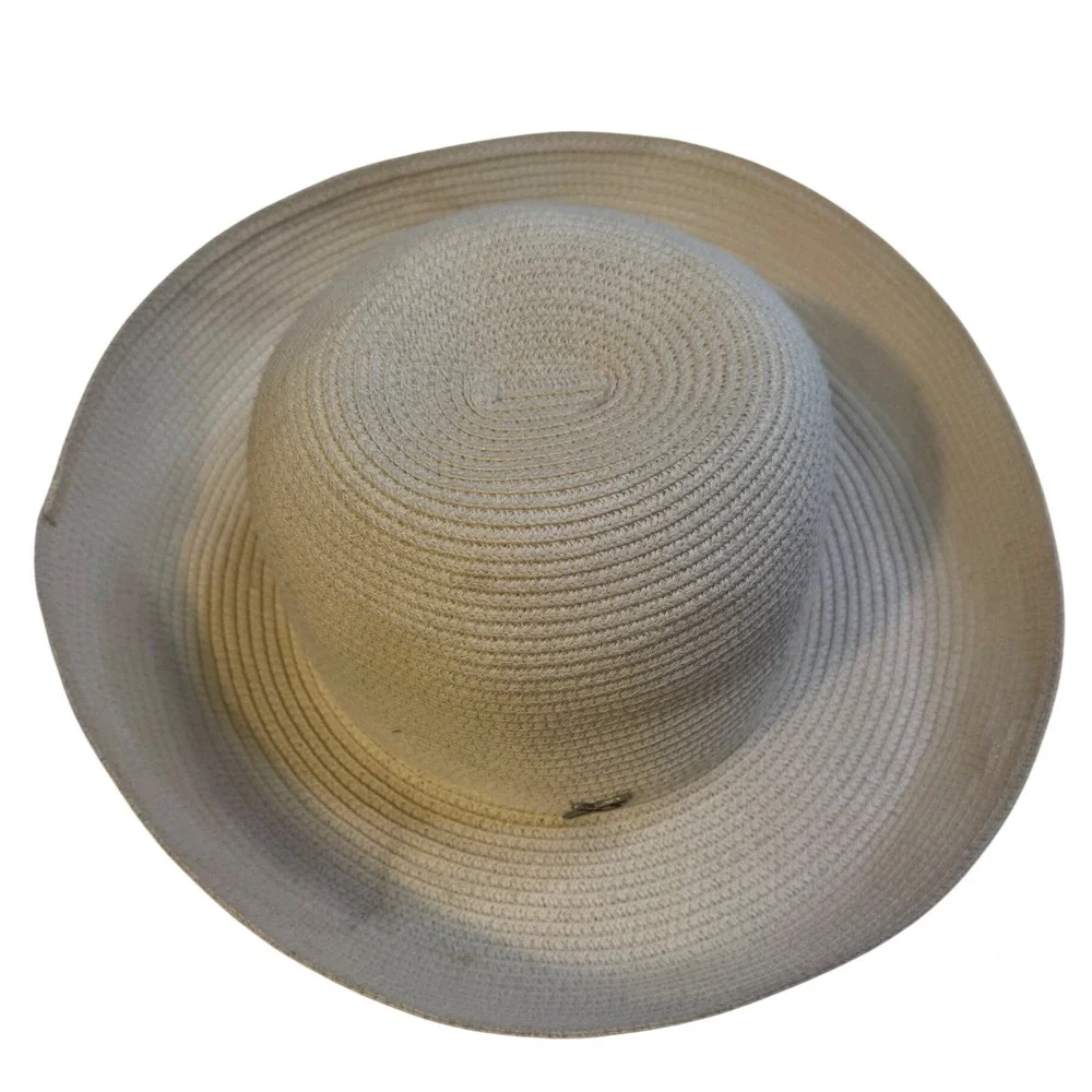 Betmar New York Cream Woven Paper Straw Sun Hat Wide Brim Summer Beach Style 160