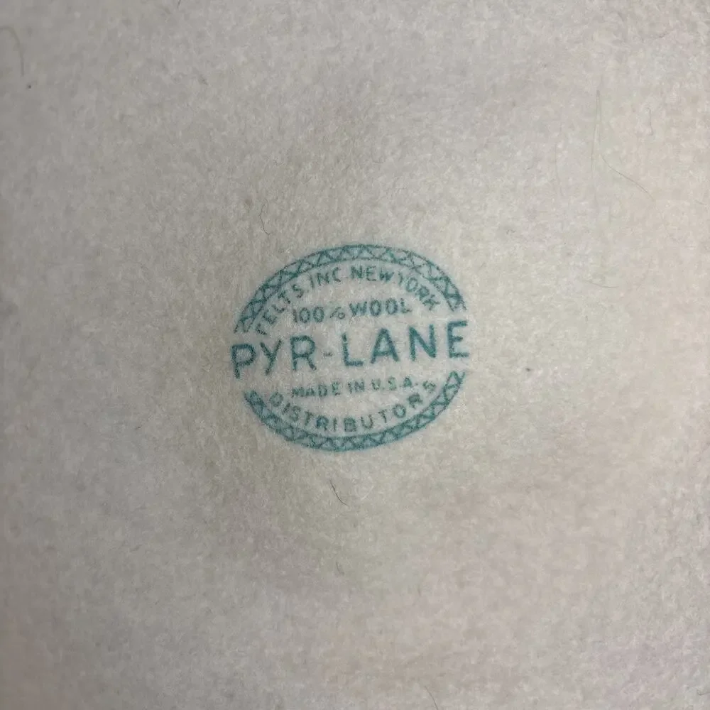 Vintage Pyr-Lane All Wool Felt Cream Cloche Hat Feather Accent Made USA