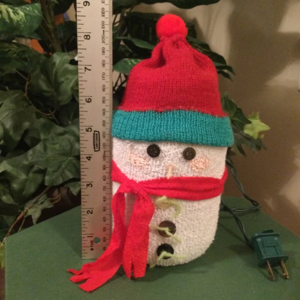 Handmade snowman lighted