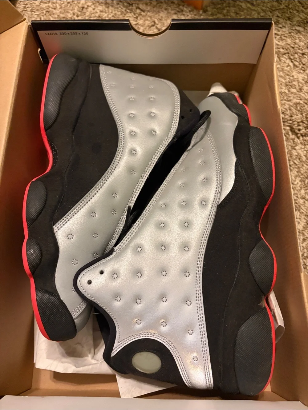 Jordan Men’s Silver, Black and Red Retro Basketball Sneakers
