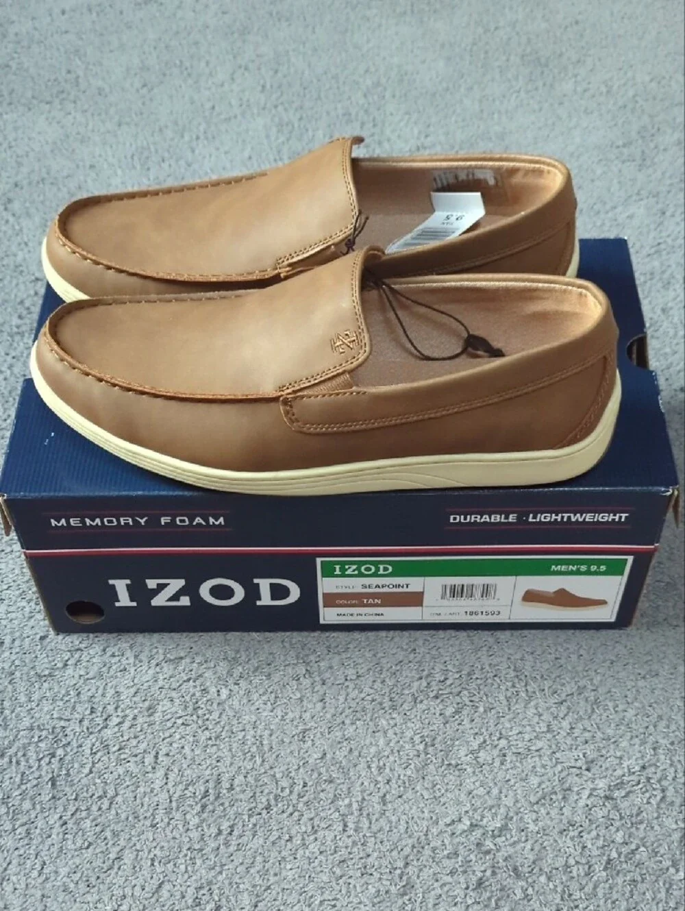 Izod Men's Memory Foam Seapoint Tan Slip-On Loafers