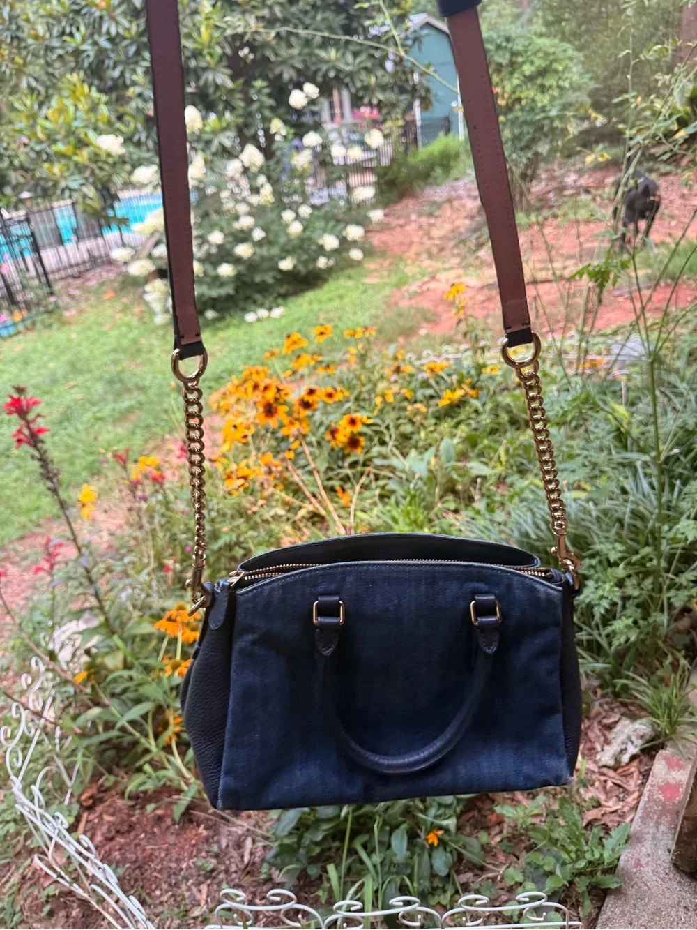 Coach denim satchel