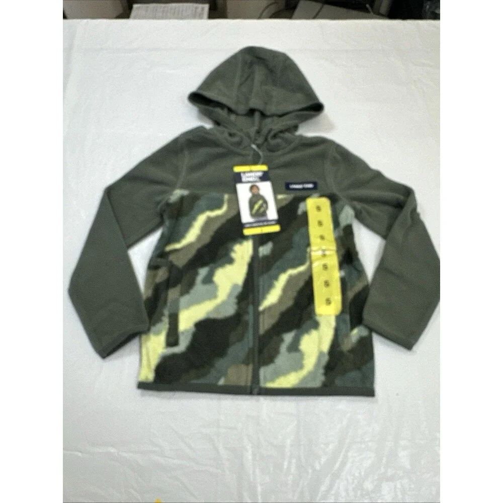 Lands End Green Camo Full Zip Fleece Jacket Boy's Size 5 NWT