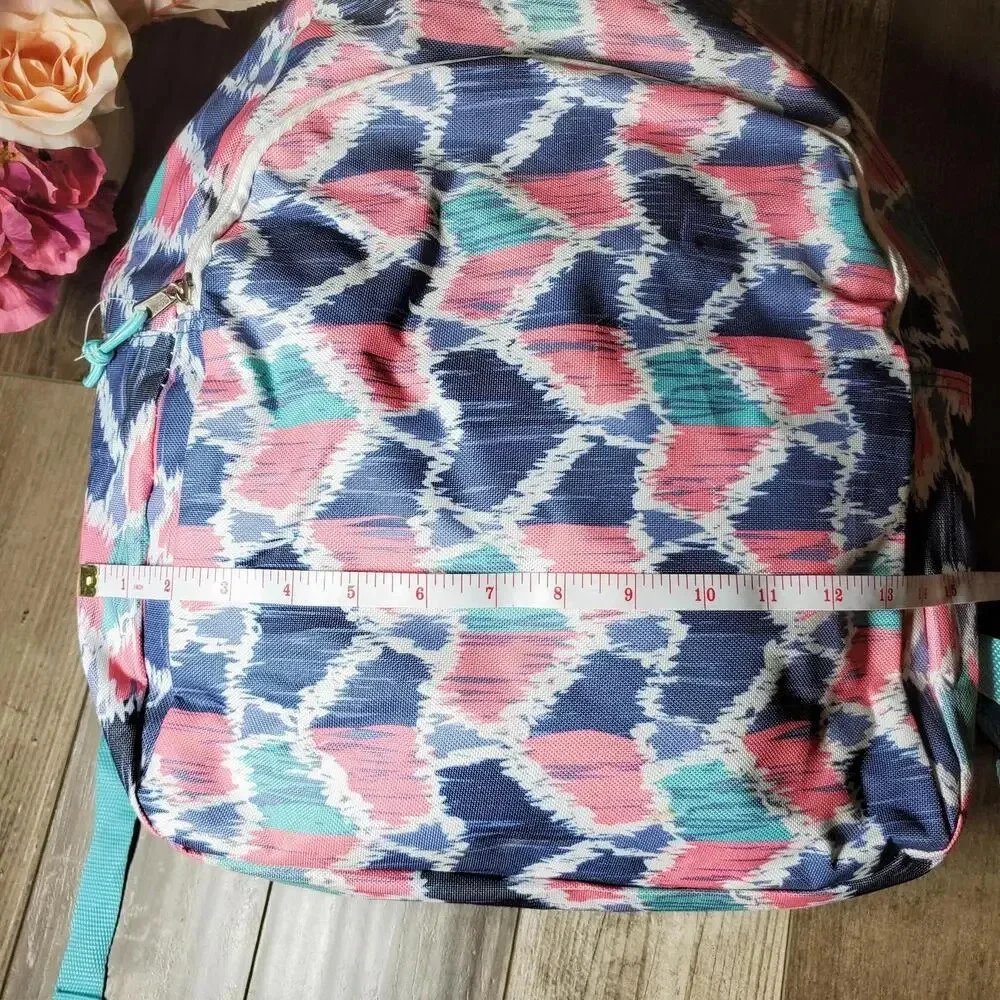 Multicolor Graphic Backpack School Bag with Two Zippers