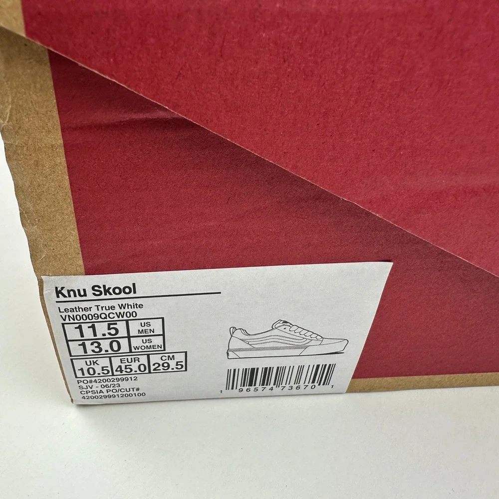 NEW Vans Knu Skool Leather True White Skate Shoes Chunky 90s Sneakers Mens 11.5