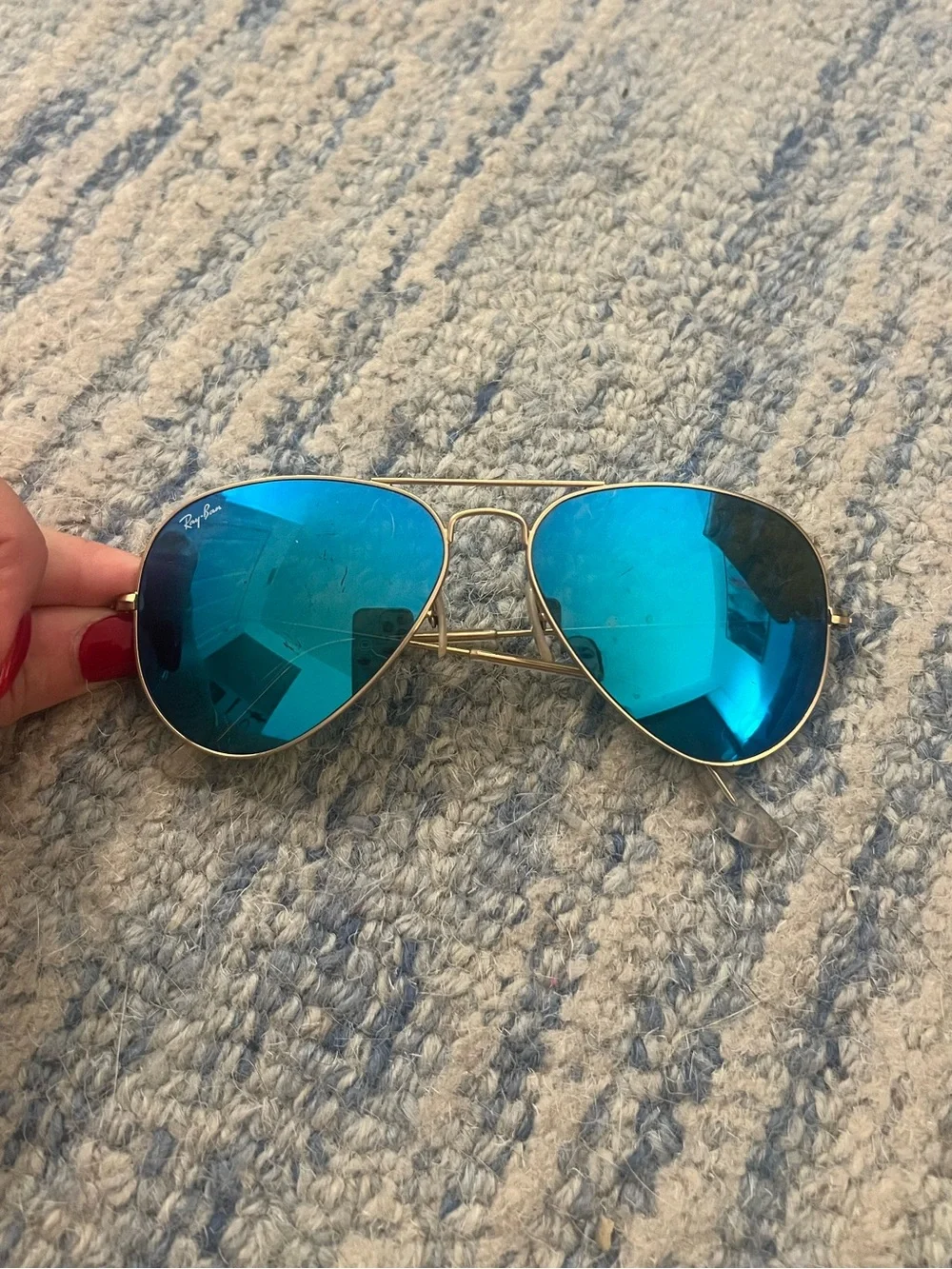 RayBan Aviator Sunglasses Blue Lenses