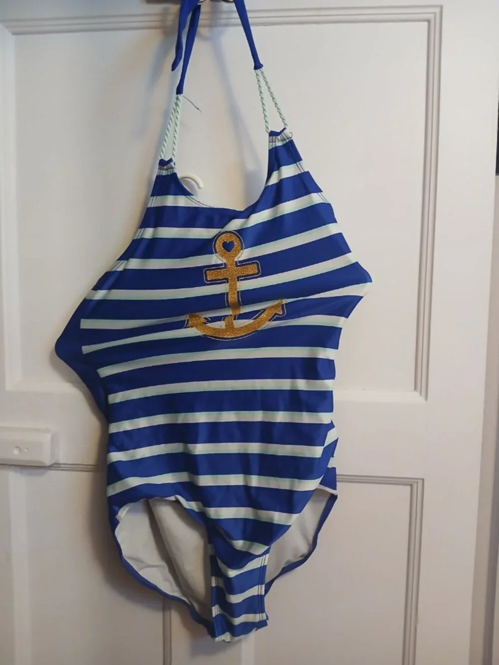 Cat & Jack Girls XL 14/16 Blue Stripe Swimsuit